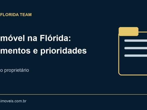 Ilustração de pasta com documentos para organizar informações de um imóvel na Flórida.